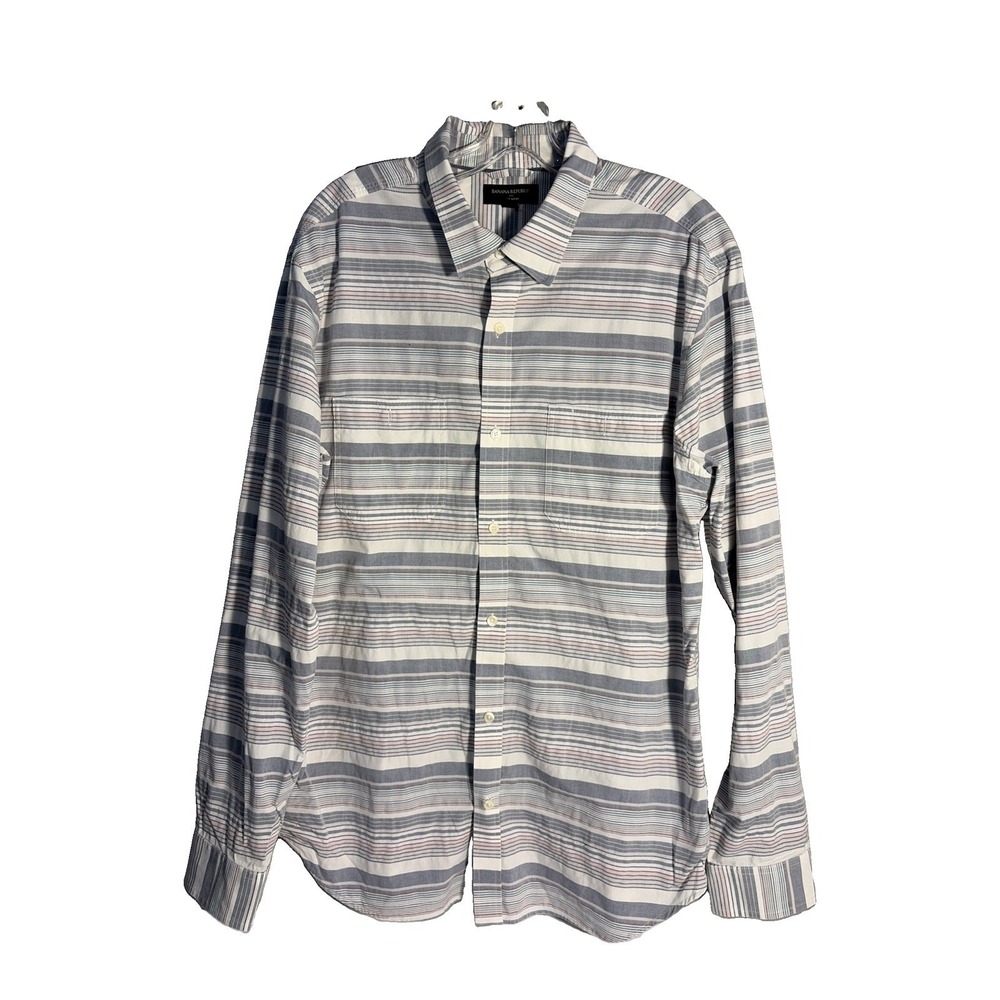 Banana Republic Button Down Shirt Men's XL Soft Wash Multi Stripe Collared